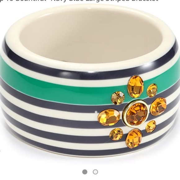 💎Juicy Couture Resin Rhinestone Striped Wide Cuff Bracelet Vintage - Picture 3 of 6